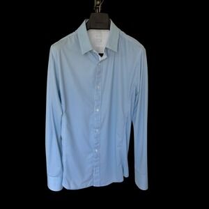 JB Holt Tailored Long Sleeve Button Down Shirt Blue Geometric TS002808M M